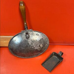 Vintage Metal Dustpan and Brush Set